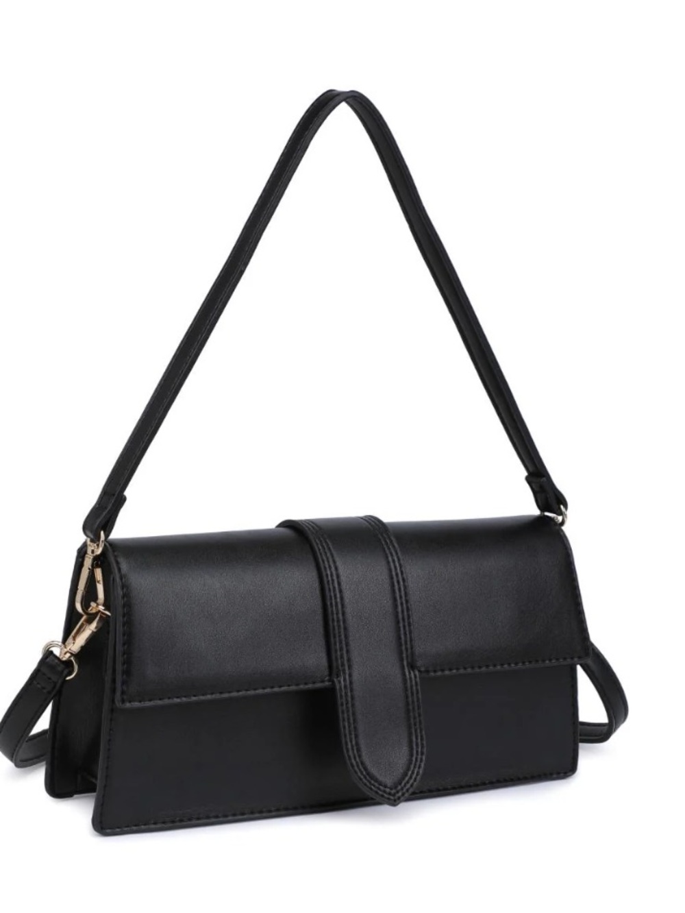 Moda Luxe Violet Vegan Leather Black Convertible Shoulder Crossbody Handbag